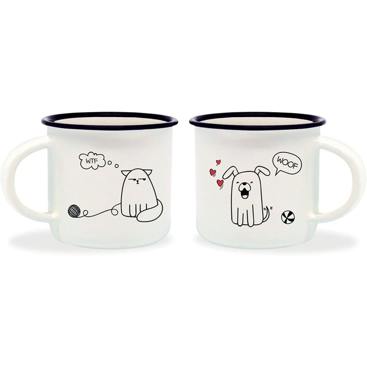 ESPRESSO FOR TWO - NEW BONE CHINA PORCELAIN COFFEE MUGS- DOG & CAT - LEGAMI MILANO - LEGAMI MILANO - td-toys.it