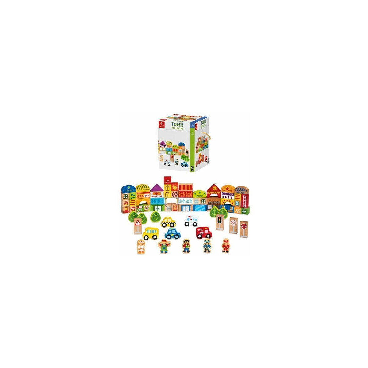 BLOCKS TOWN 70 PCS - TEODOMIRO DAL NEGRO - WOOD - td-toys.it