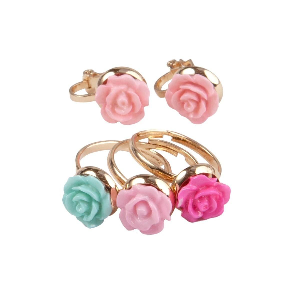 Boutique Rose Rings & Earring Set, 3 - Great Pretenders - JEWELRY - td-toys.it