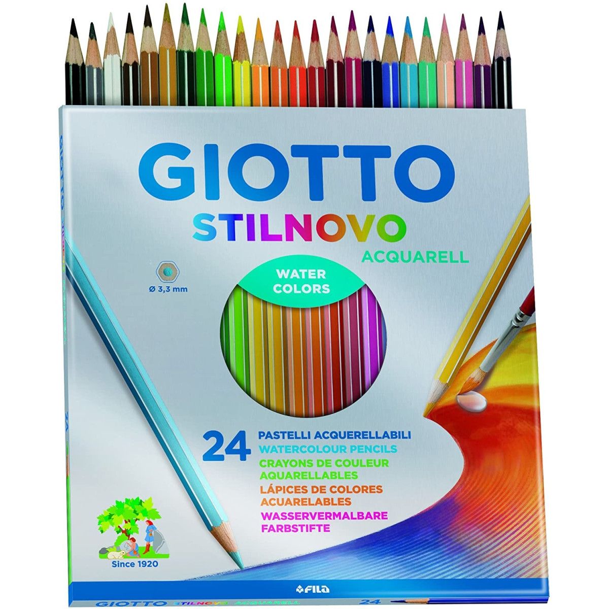 ASTUCCIO GIOTTO STILNOVO ACQUERELL 24 PZ-PENNE-PENNARELLI-MATITE-GOMME