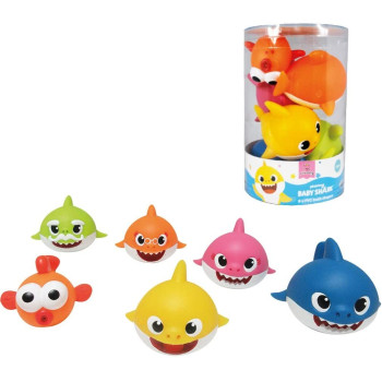 BABY SHARK - SET 6 PERSONAGGI IN BARATTOLO-GIOCHI ACQUATICI- TD Toys