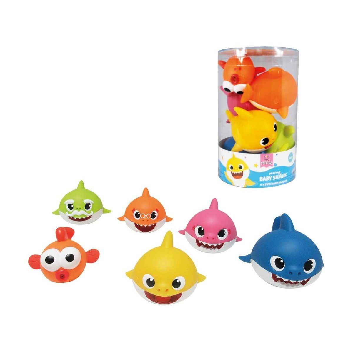 BABY SHARK - SET 6 PERSONAGGI IN BARATTOLO-GIOCHI ACQUATICI