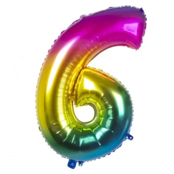 BALLOON 86 CM RAINBOW N ° 6-BALLOONS- TD Toys