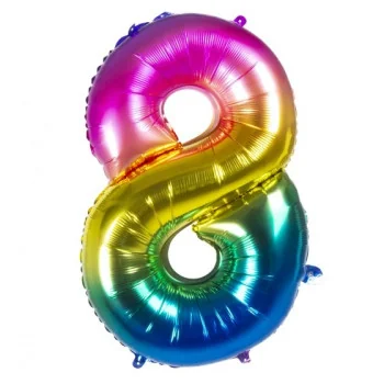 BALLOON 86 CM RAINBOW N ° 8-BALLOONS- TD Toys