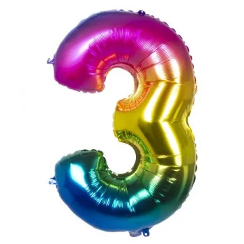 BALLOON 86 CM RAINBOW N ° 3-BALLOONS- TD Toys