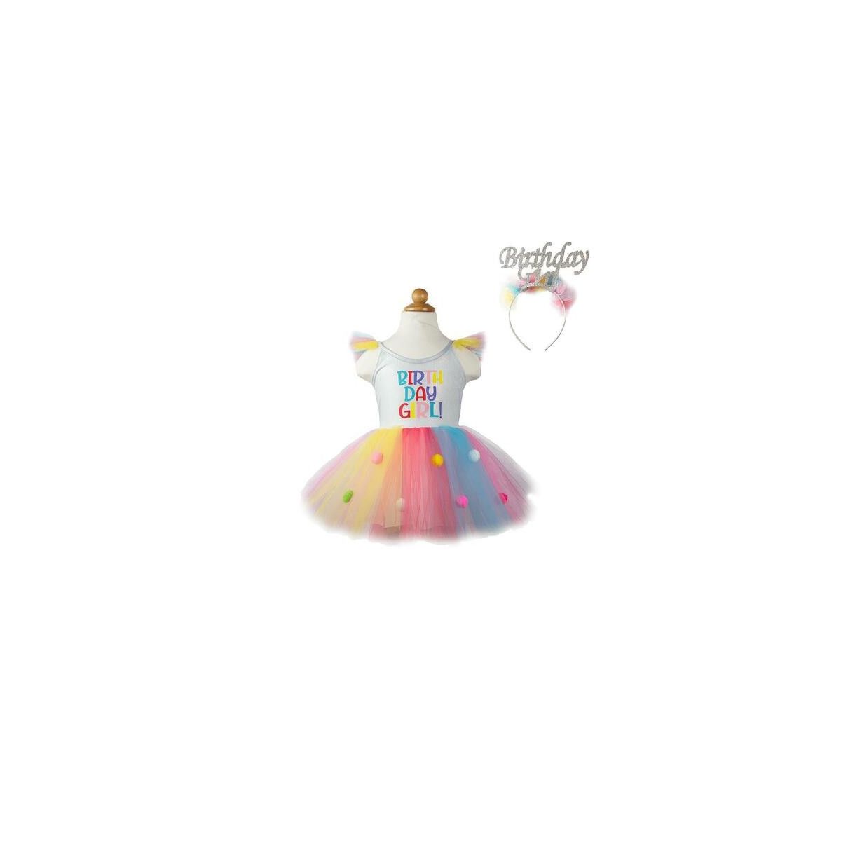 Birthday Girl Dress and Headband, Multi SIZE US 3-4 - Great Pretenders - BIJOUX - td-toys.it