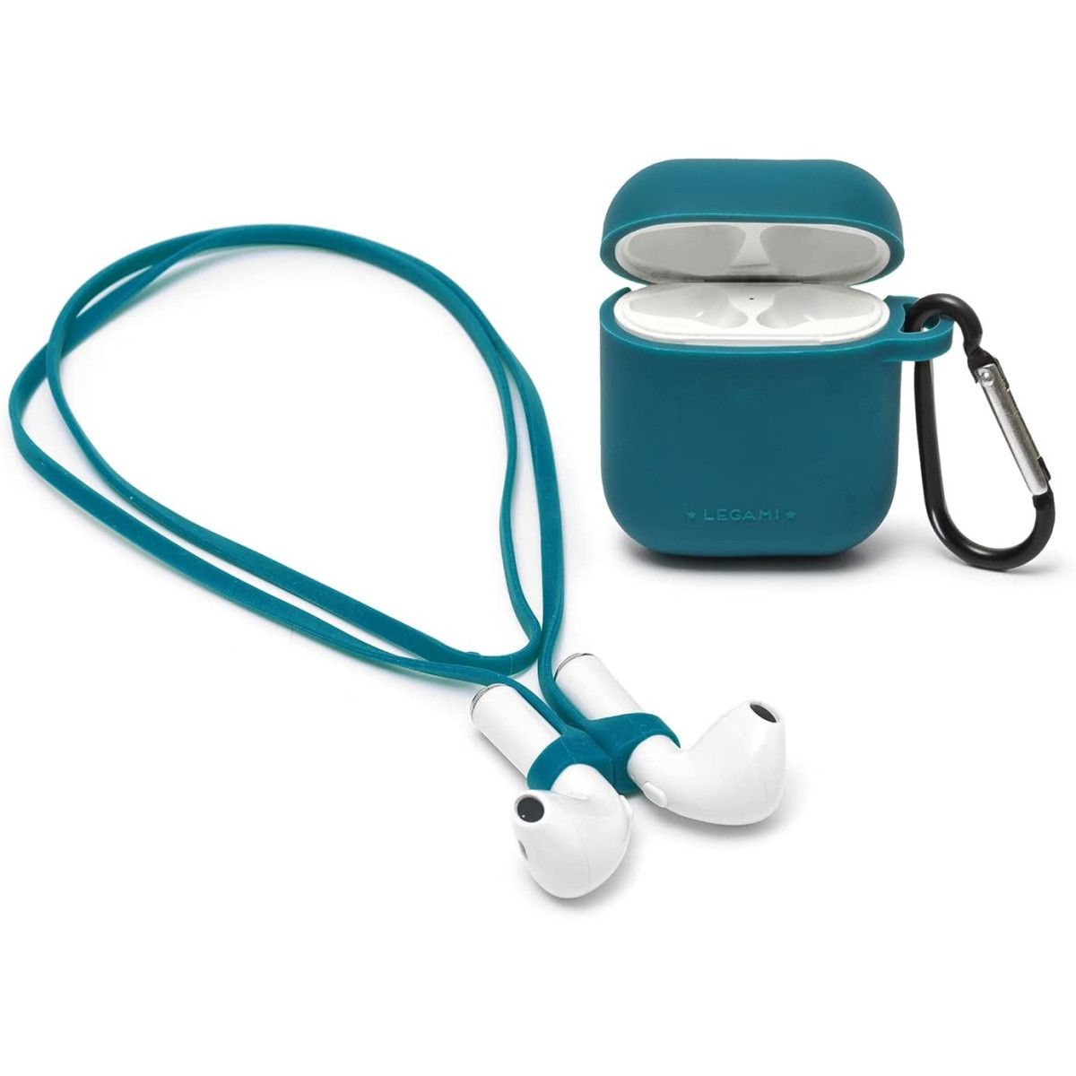 AIR 'N GO - CASE AND CORD SETFOR AIRPODS 1/2 - PETROL BLUE-LEGAMI MILANO