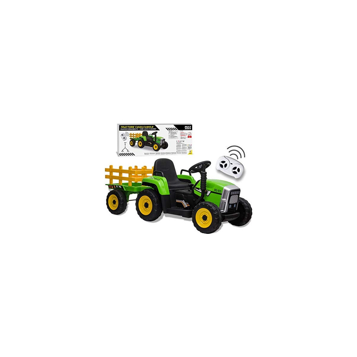 TEO'S - ELECTRIC TRACTOR WITH GREEN LIGHTS AND SOUNDS 12V - TEOREMA - RIDING - td-toys.it