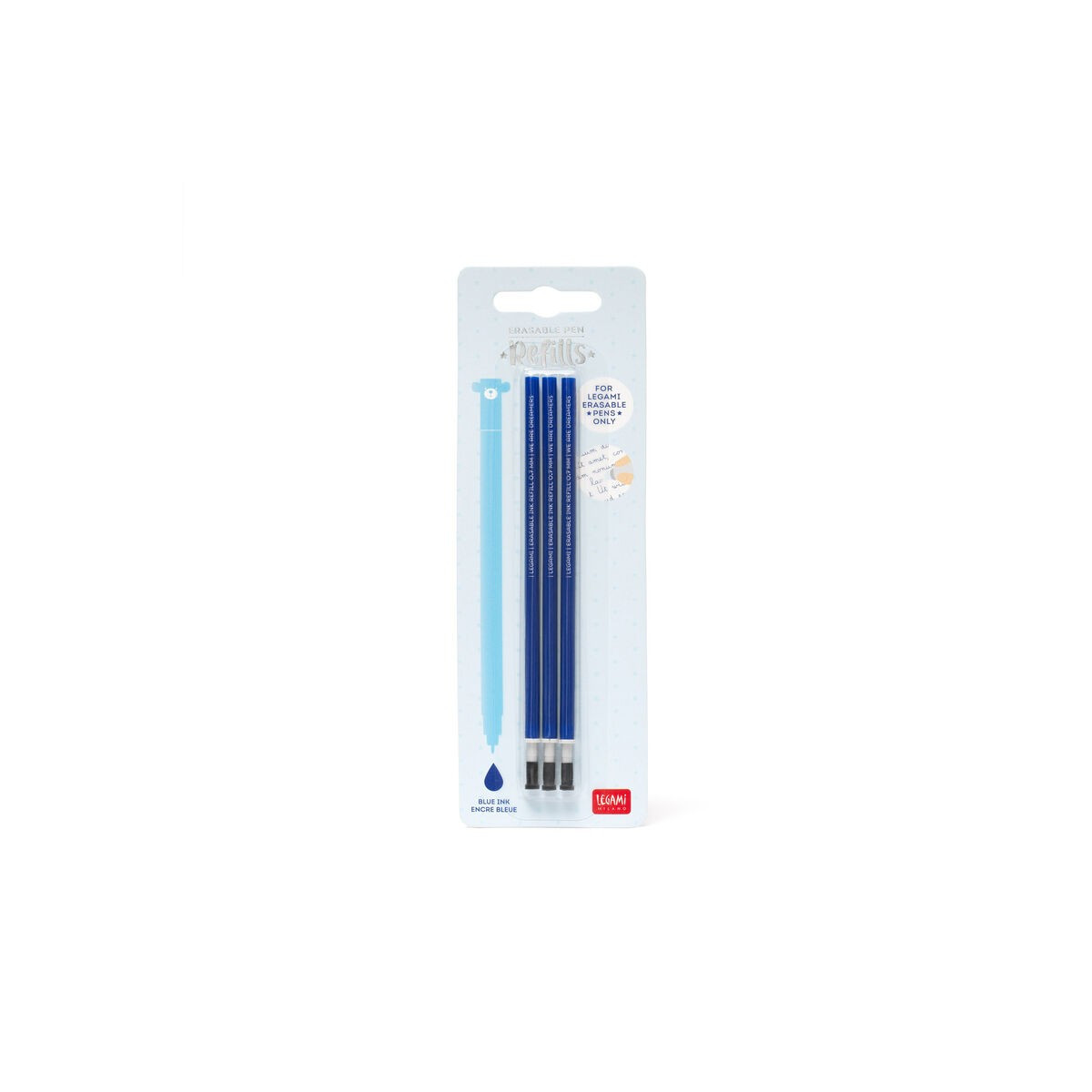 3 REFILL PEN GEL ERAB. ERASABLE PEN REFILLS BLUE --LEGAMI MILANO