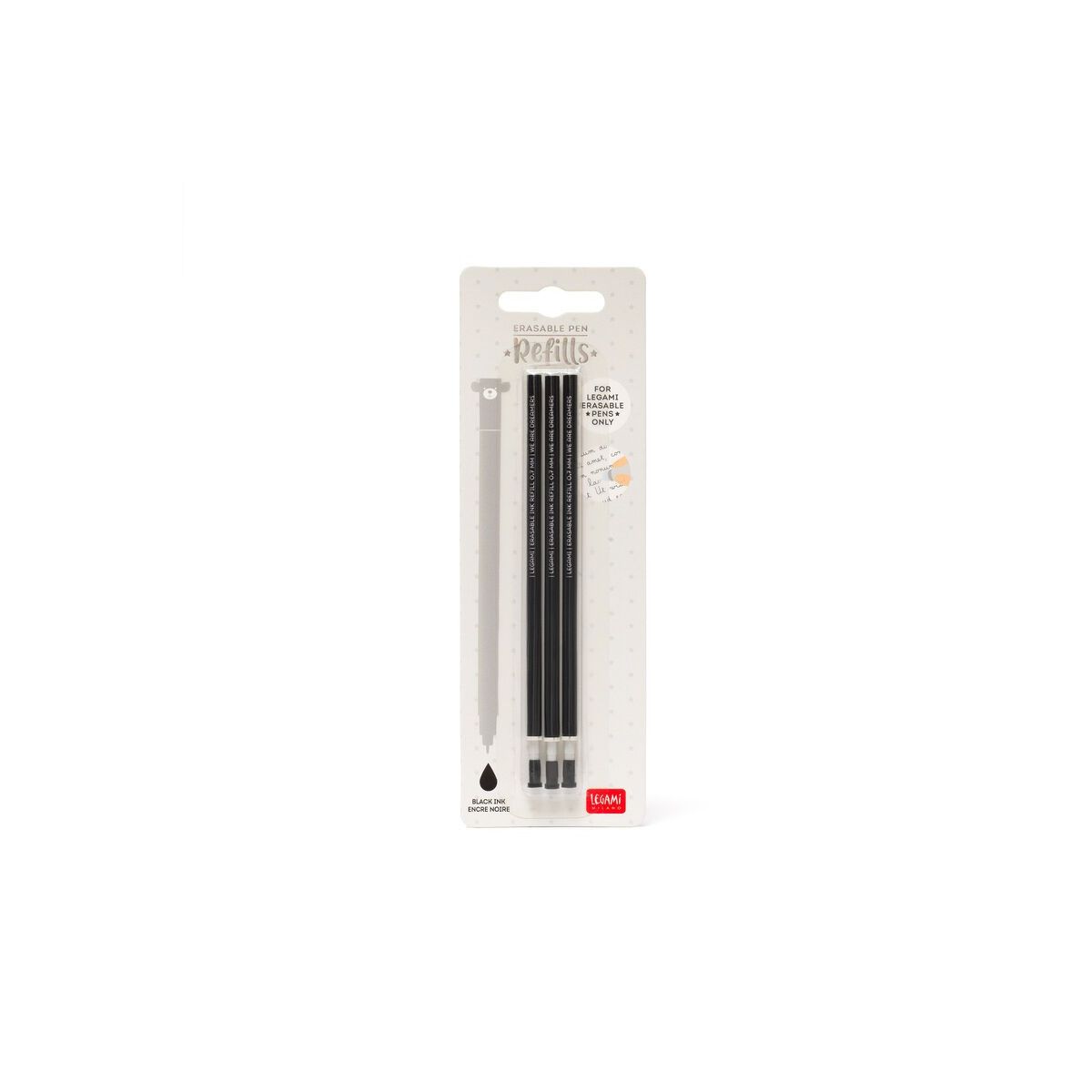 3 REFILL PENNA GEL CANCELLAB. ERASABLE PEN REFILLS BLACK-LEGAMI MILANO