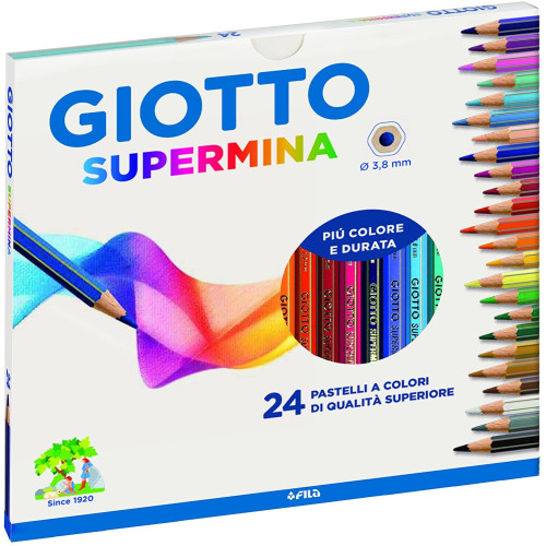 Giotto Supermina 24 pz Pastelli di qualità superiore Mina ricca, d