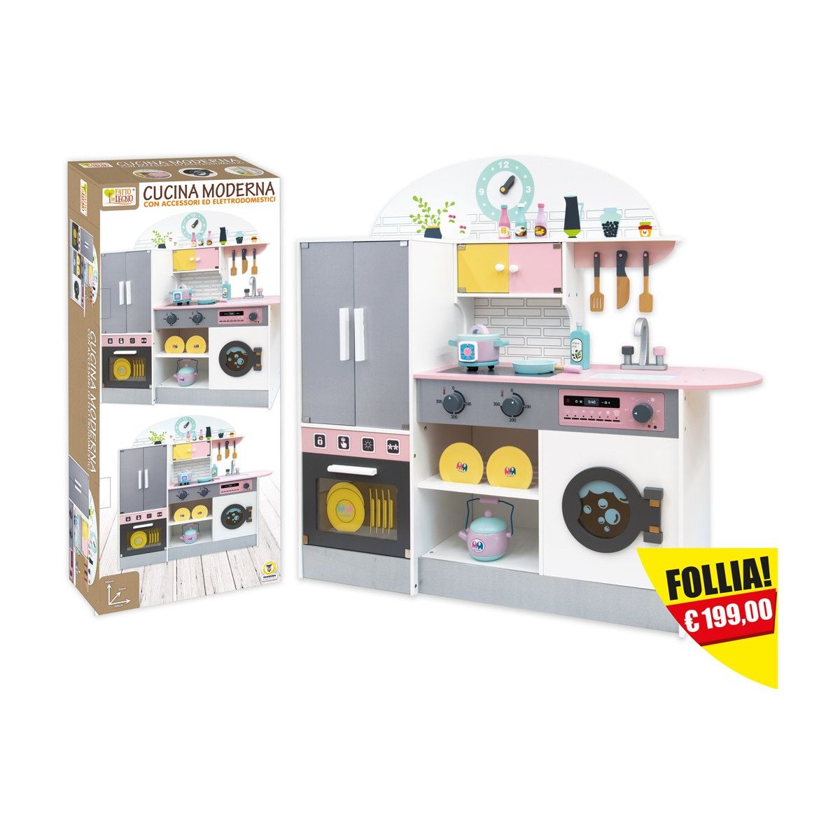 MADE OF WOOD - MULTIF. KITCHEN C / ACC. H. 103CM - TEOREMA - WOOD - td-toys.it