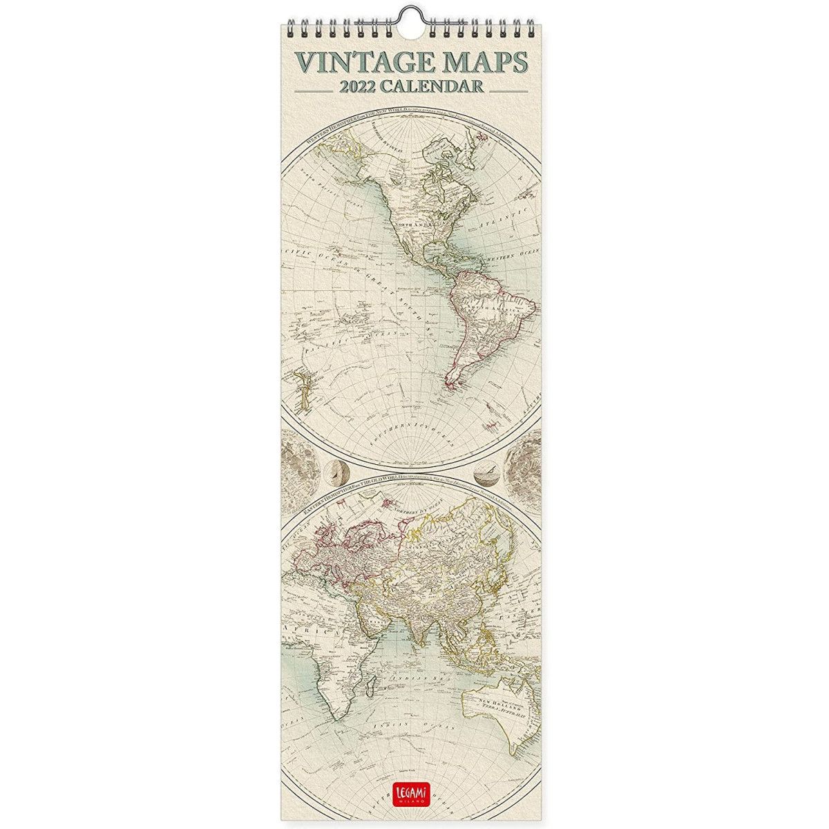 UNCOATED PAPER CALENDAR 2022-16X49 cm VINTAGE MAPS - - LEGAMI MILANO - td-toys.it