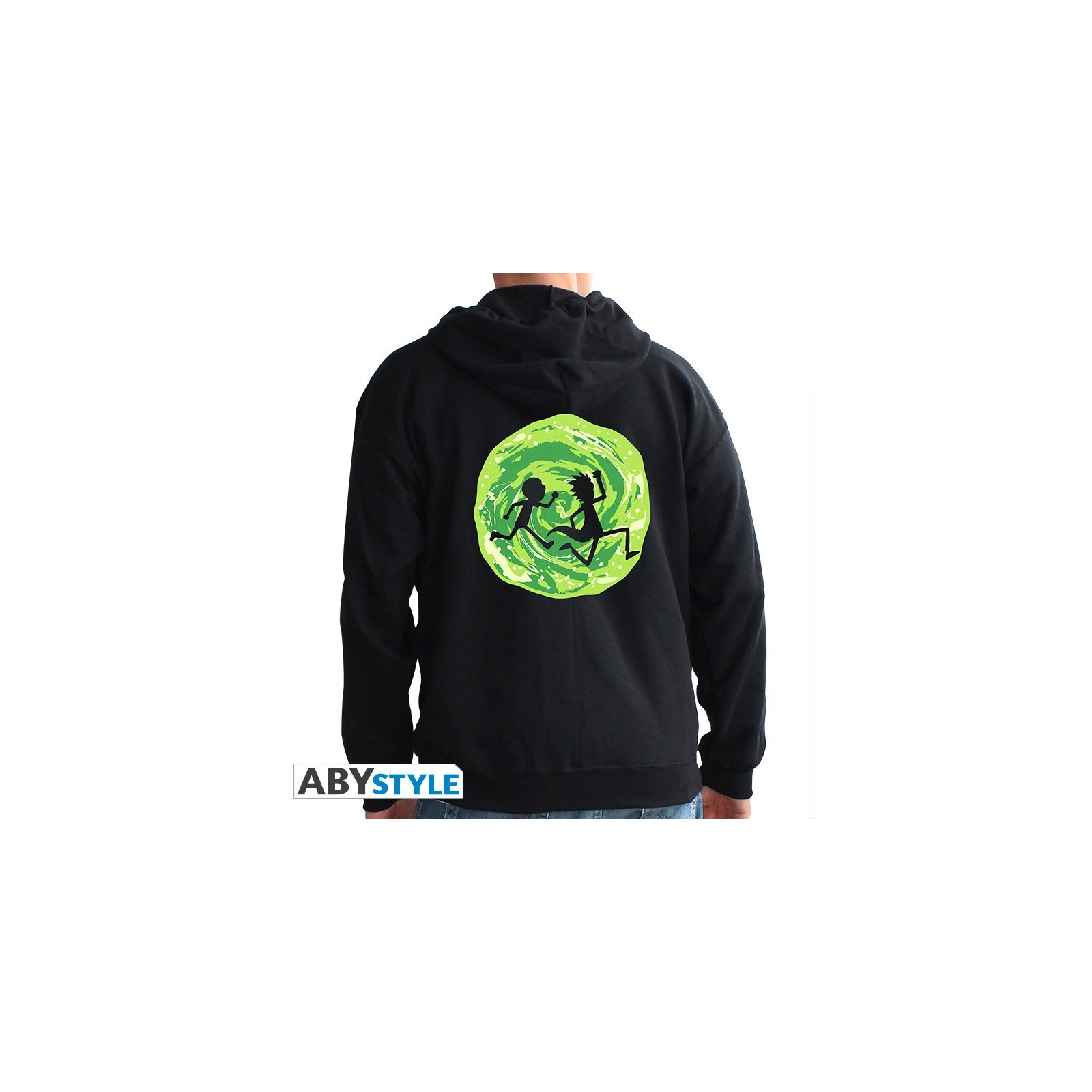 RICK AND MORTY - Hoodie - "Portal" man black - Taille: large - ABYSTYLE - UOMO - td-toys.it