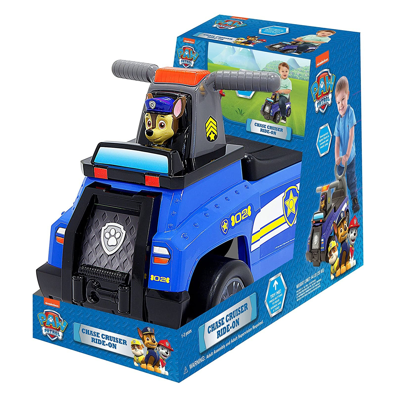 Paw Patrol Cavalcabile Chase Cruiser Blu - Jakks Pacific - CAVALCABILI - td-toys.it