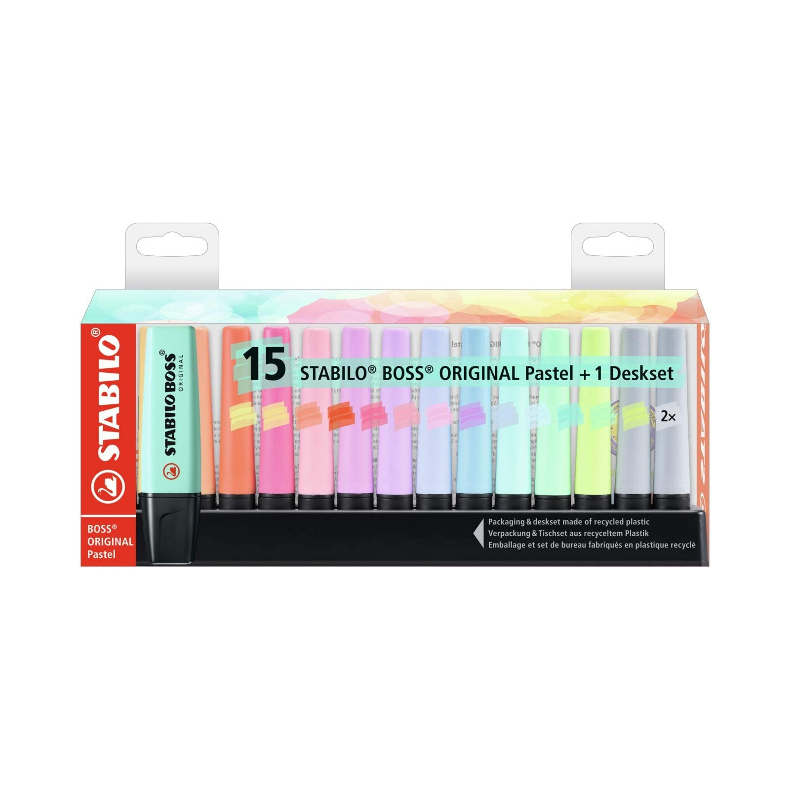 STABILO BOSS PZ15 ORIGINAL PASTEL HIGHLIGHTER SET-PENS-MARKERS-PENCILS-ERASERS