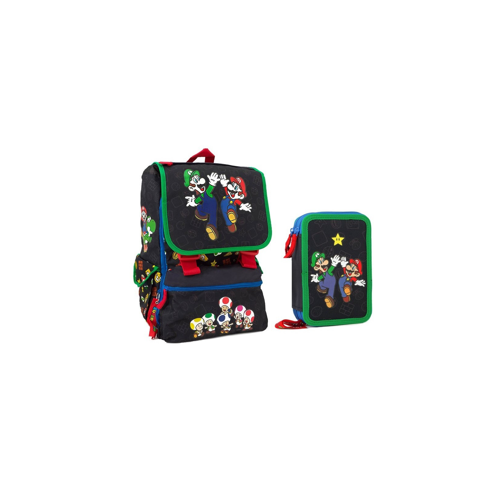 SCHOOLPACK (BACKPACK + CASE 3ZIP) SUPER MARIO BROS ASSORTED COLORS - - BACKPACKS - td-toys.it