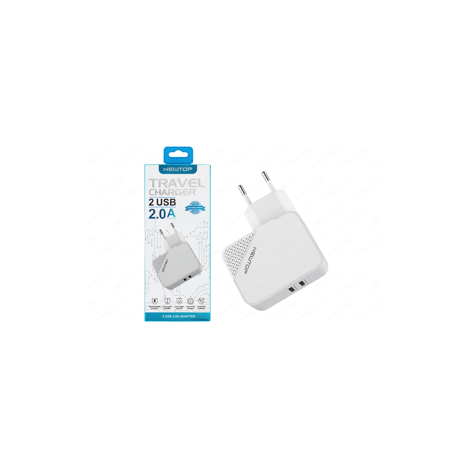 NEWTOP WALL CHARGER 2.1 A - 2 USB WHITE - NEWTOP - SMARTPHONE CABLES - td-toys.it