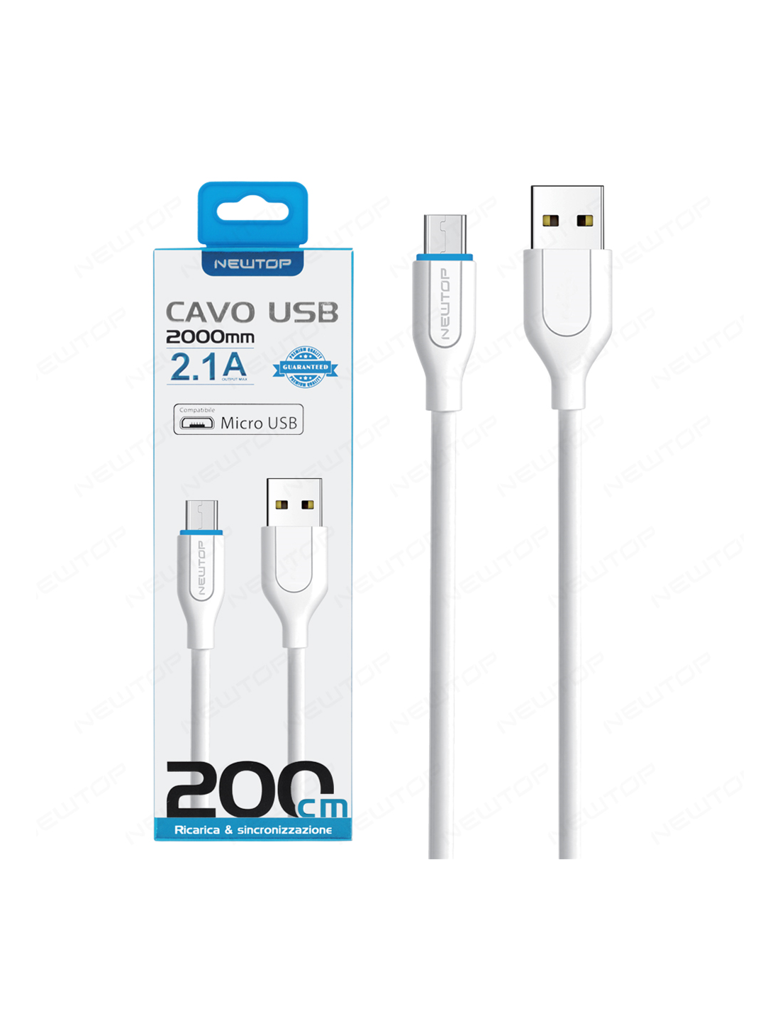 Cavo USB 2.1A TYPE-C per ricarica e sincronizzazione dati - 200cm