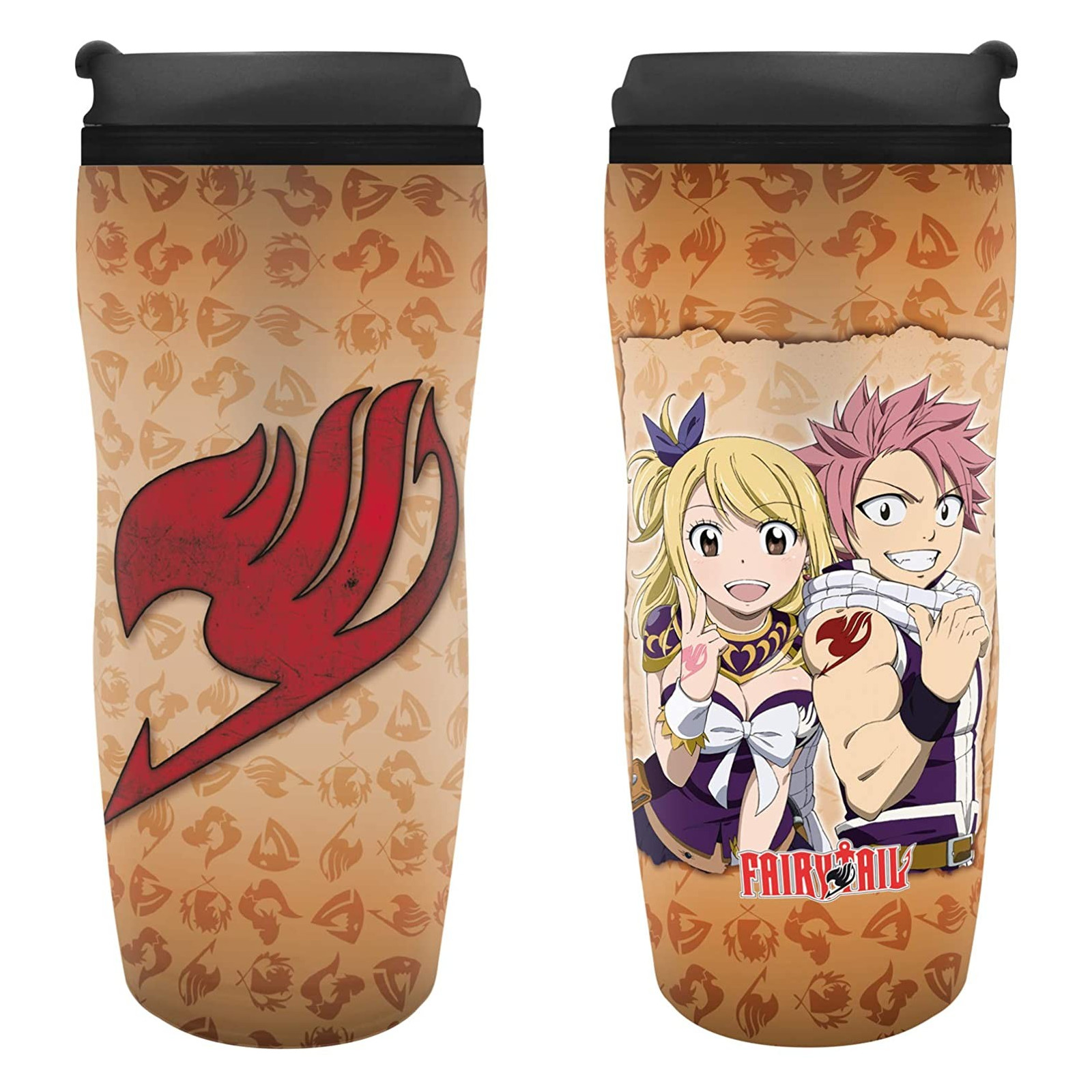 FAIRY TAIL - Travel mug "Lucy, Natsu & Emblem" - ABYSTYLE - TAZZE - td-toys.it