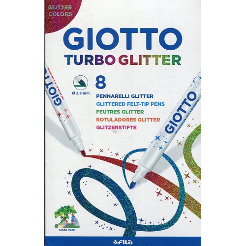 AST 8 TURBO GLITTER 8 Pennarelli glitter per tessuto Inchiostro gl