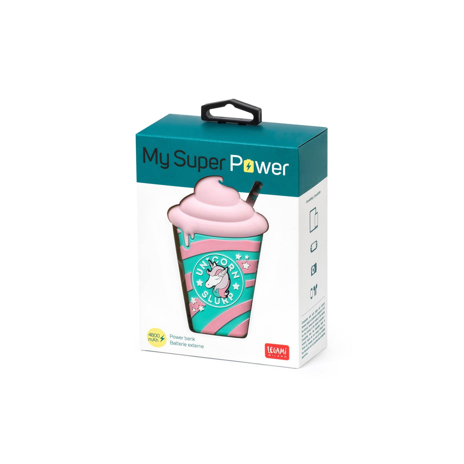 MY SUPER POWER - POWER BANK 4800 mAh - UNICORN MILKSHAKE - LEGAMI MILANO - LEGAMI MILANO - td-toys.it