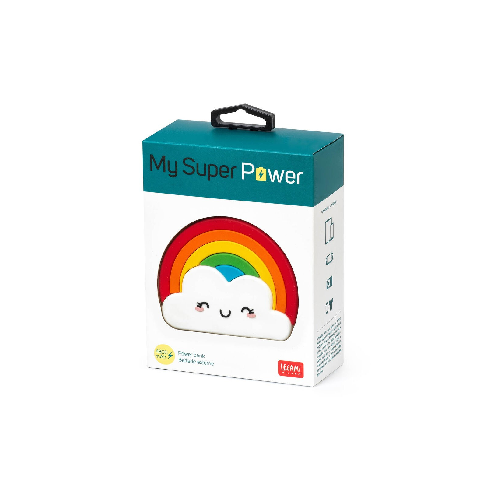 MY SUPER POWER - POWER BANK 4800 mAh - RAINBOW - LEGAMI MILANO - LEGAMI MILANO - td-toys.it