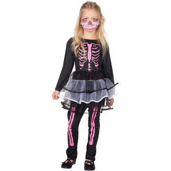 12358 Skeleton dress with leggings 116 cm-COSTUMES