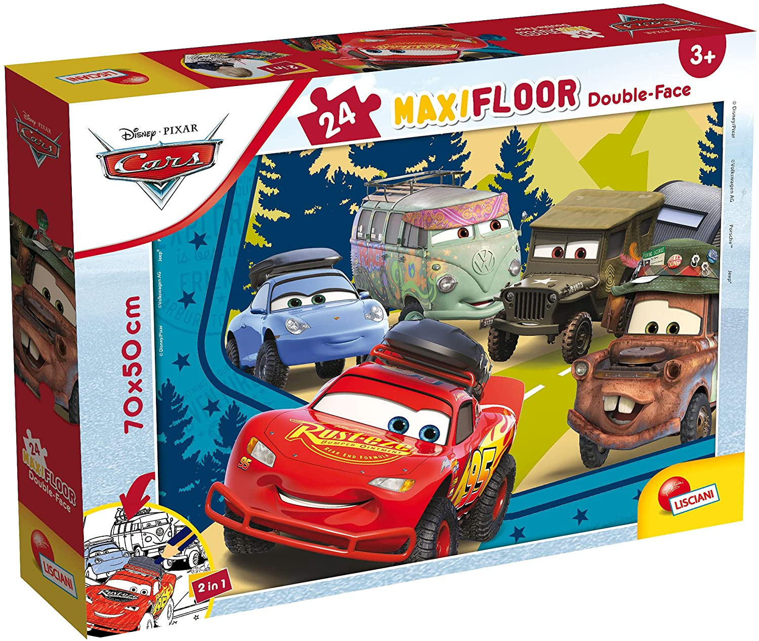 Cars Puzzle Maxi Floor 60 bifacciale 70x50 cm - Puzzle per bambini