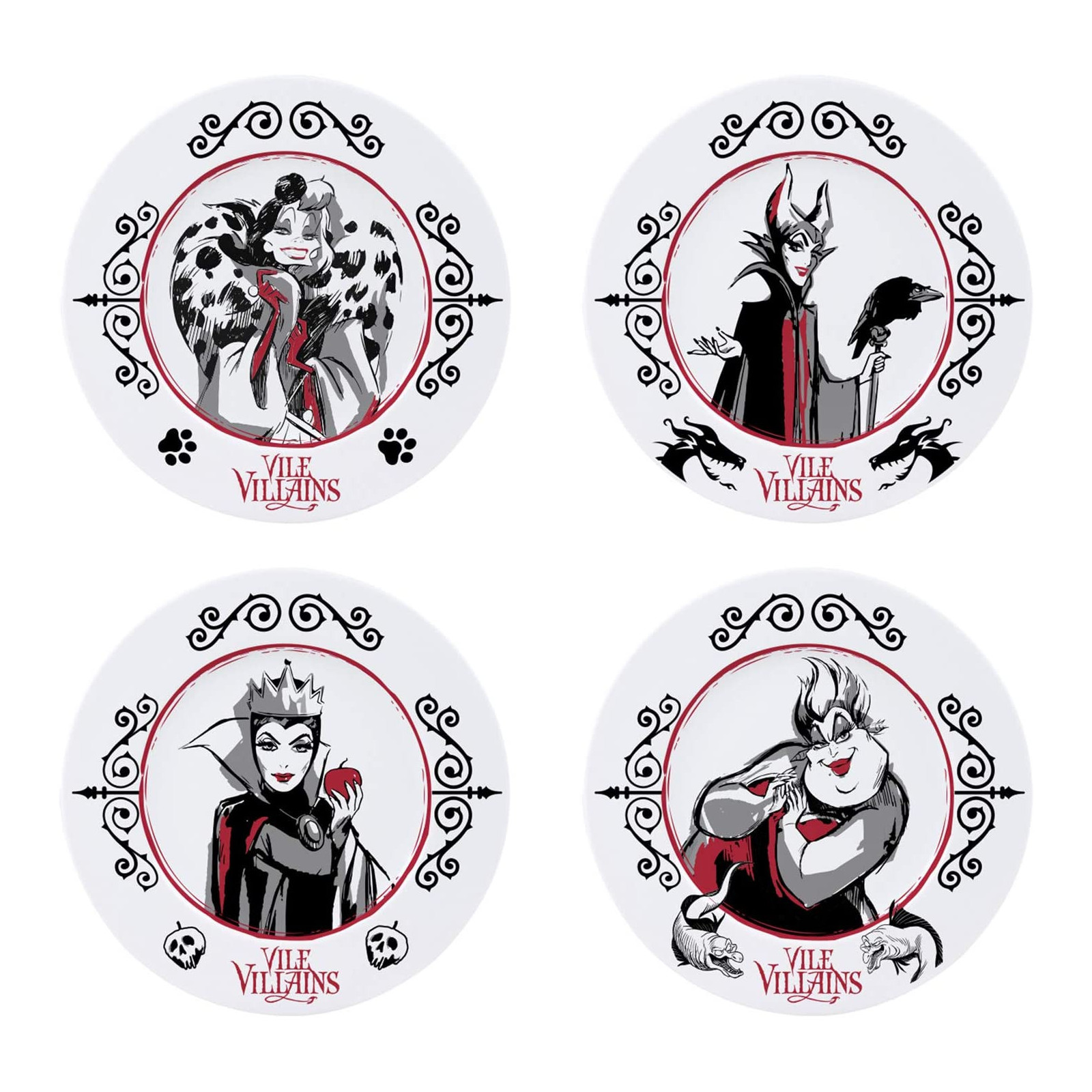 DISNEY Set of 4 Plates Disney Villains - ABYSTYLE - GADGET - td-toys.it