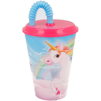 Bicchiere con Cannuccia Unicorn 430ml