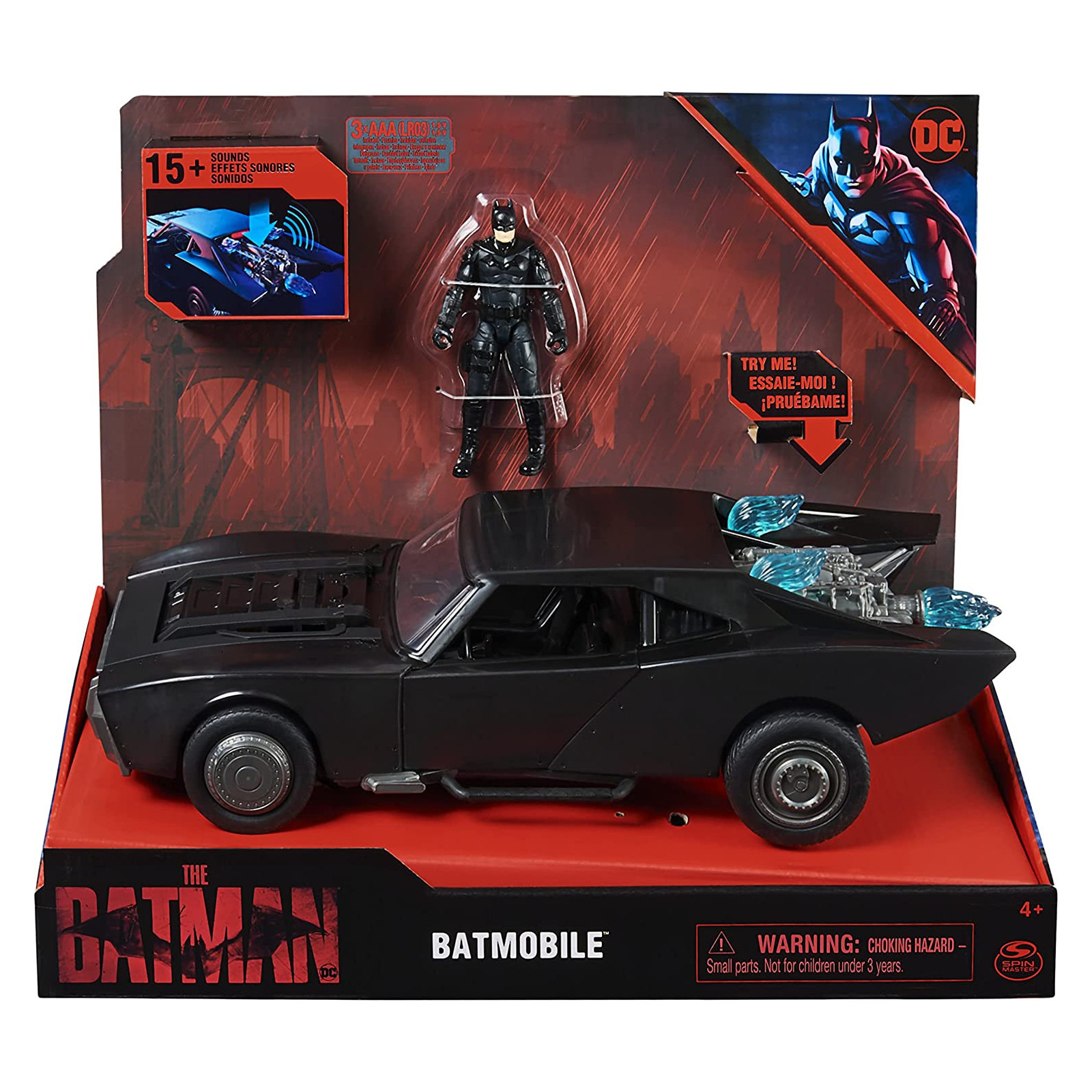 BATMAN MOVIE Batmobile for 10 cm scale characters with led - SPINMASTER - CHILD - td-toys.it