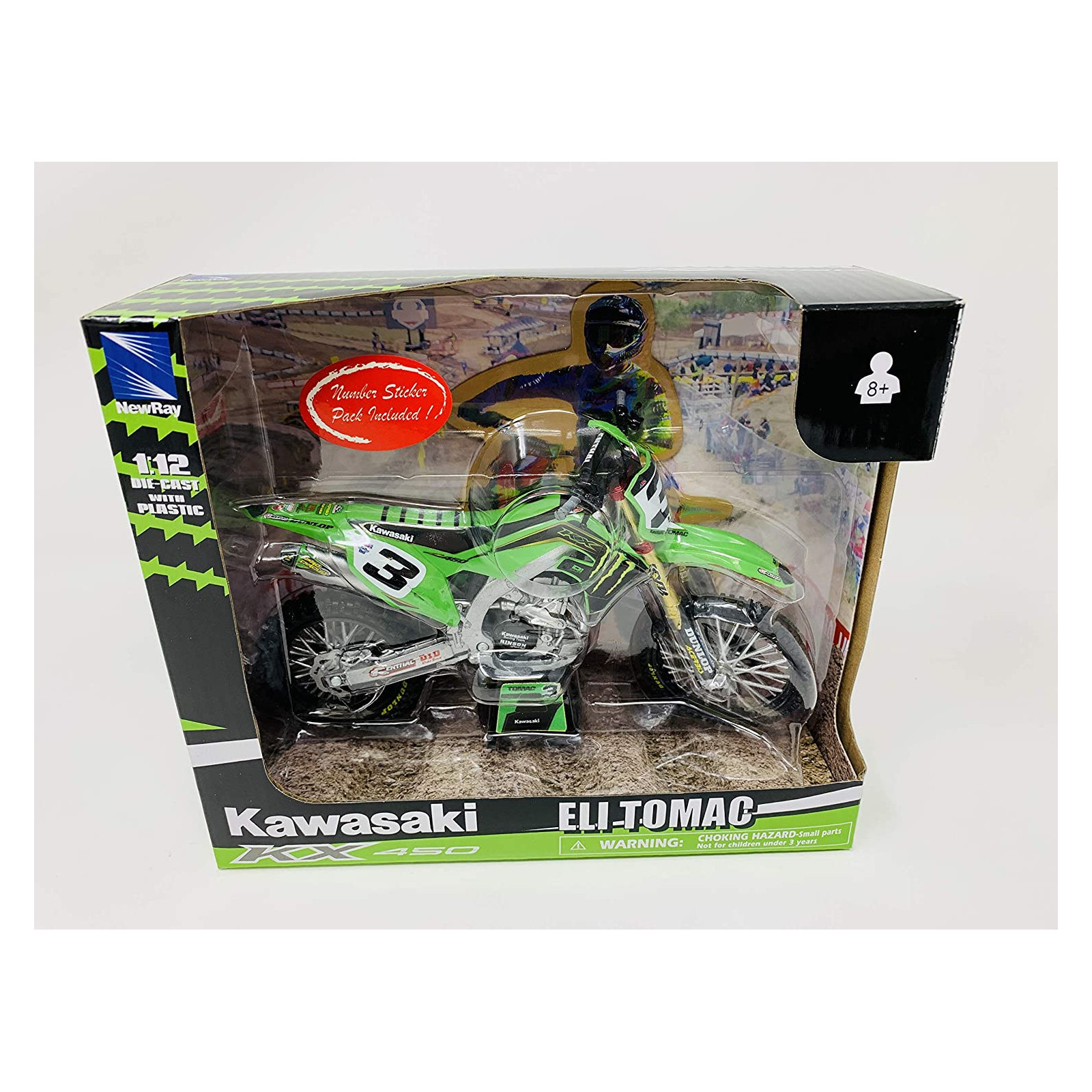 Miniature moto Kawasaki KX 450 2019 N3 1/12