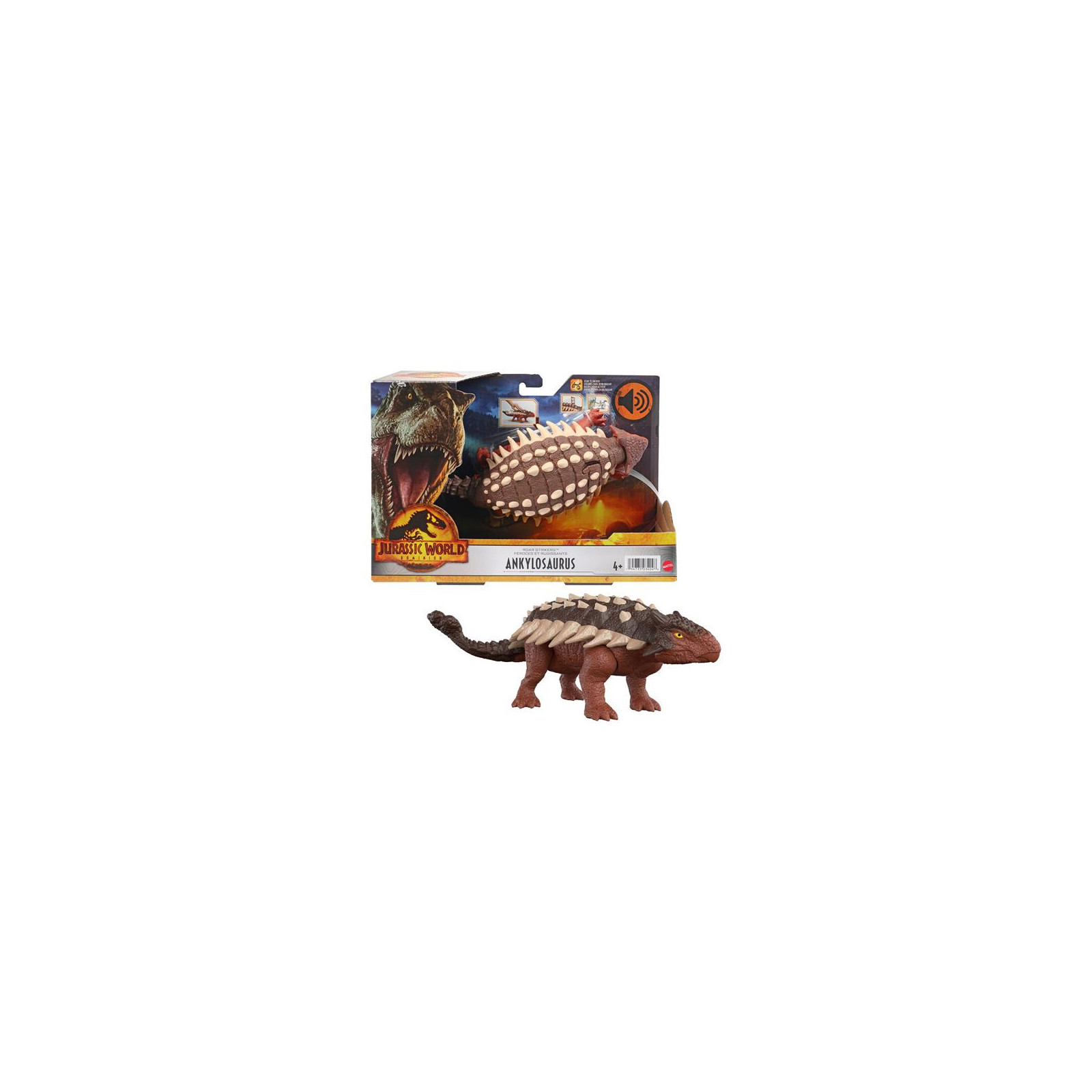 JURASSIC WORLD ROAR STRIKERS HDX17 ANKYLOSAURUS - MATTEL - BAMBINO - td-toys.it