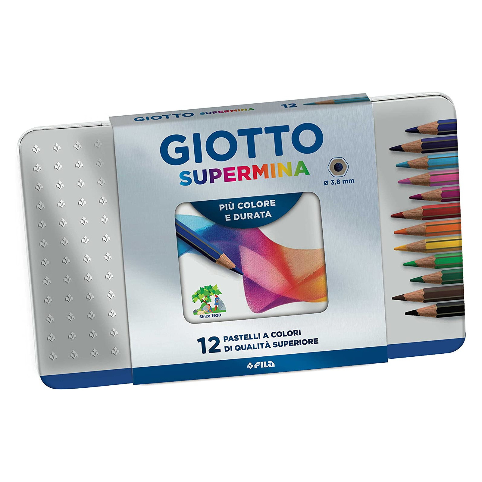 METAL BOX 12 GIOTTO SUPERMINA - FILA-GIOTTO - SCOLASTICO - td-toys.it