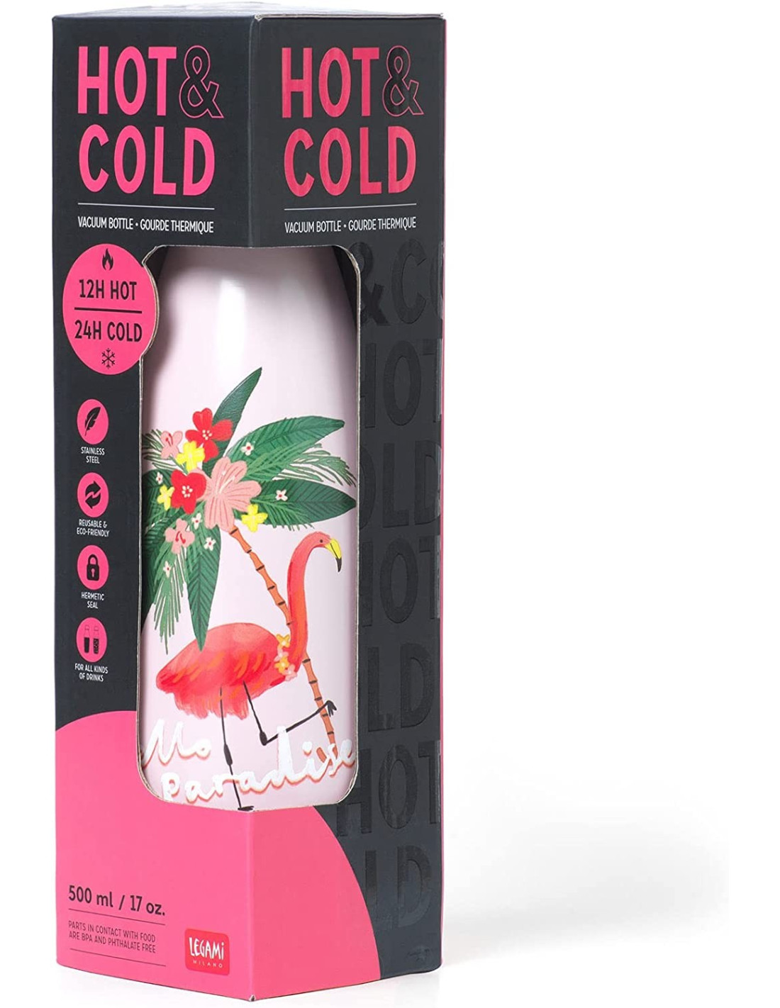 BOTTIGLIA TERMICA - HOT & COLD 500 ML - FLAMINGO - LEGAMI MILANO - LEGAMI MILANO - td-toys.it