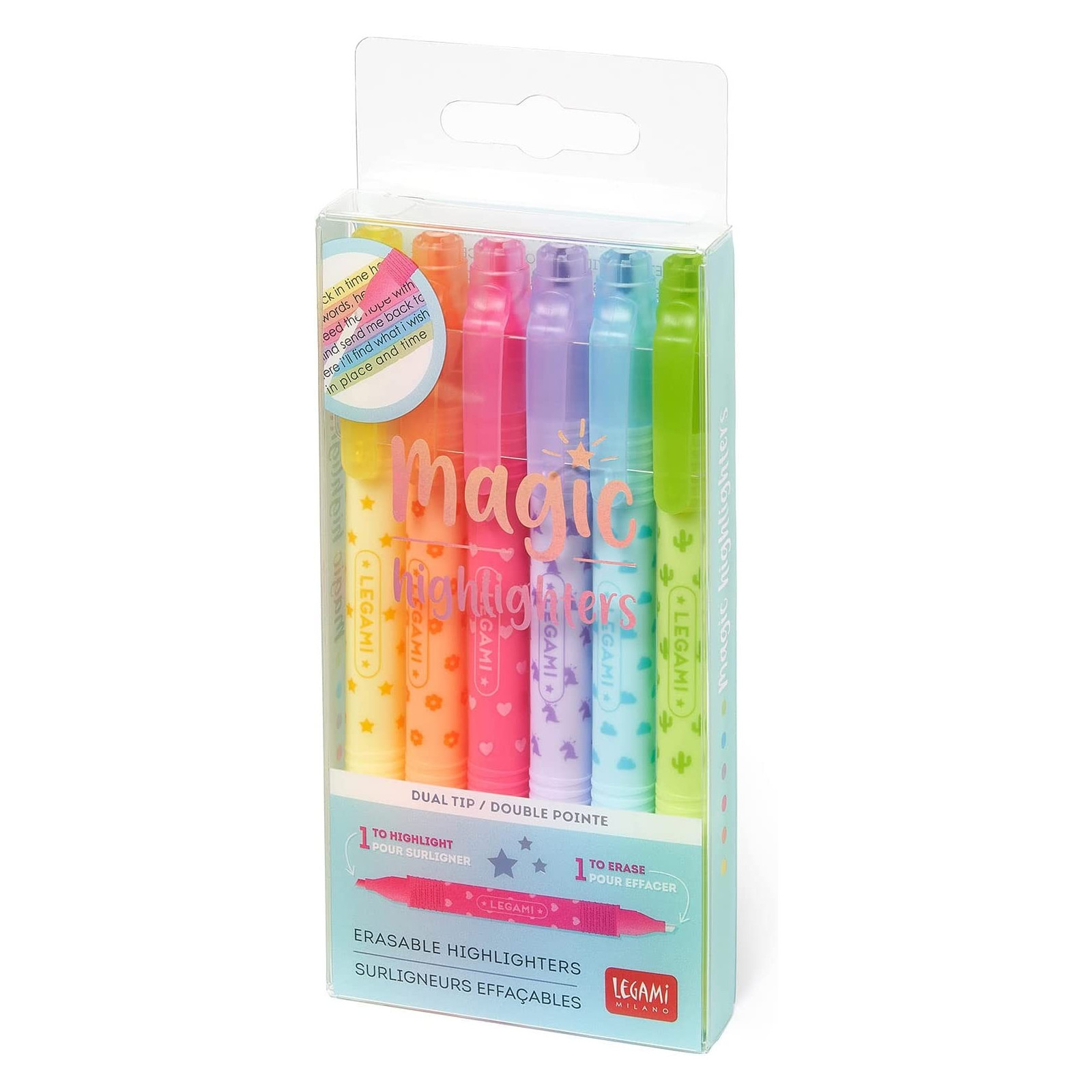 6 EVIDENZIATORI CANCELLABILI - MAGIC HIGHLIGHTERSERASABLE HIGHLIGHTERS-LEGAMI MILANO