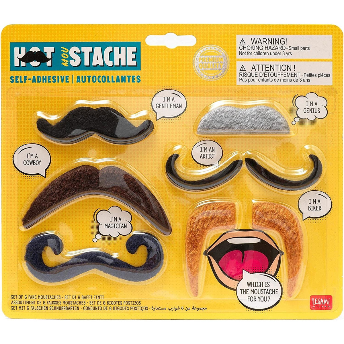 SET 6 BAFFI FINTI AUTOADESIVI - HOTMOOTACHE-LEGAMI MILANO