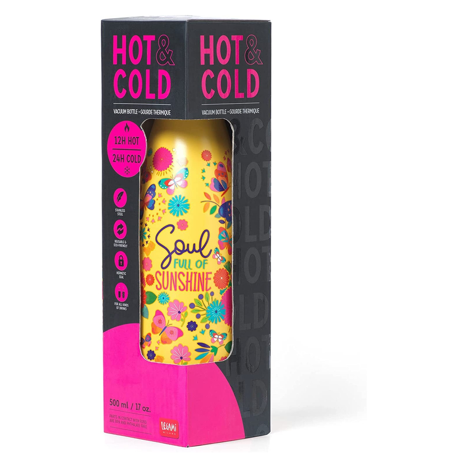 BOTTIGLIA TERMICA - HOT & COLD500 ML - BUTTERFLY - LEGAMI MILANO - LEGAMI MILANO - td-toys.it