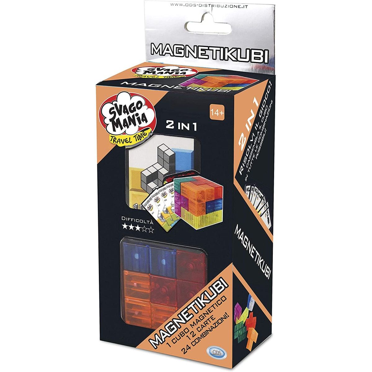 MAGNETIC CUBE, TRASPARENT, 7 COLORATED PEZZI, INCLUSE 12 FRONTE DAY - O.D.S. - UNISEX - td-toys.it