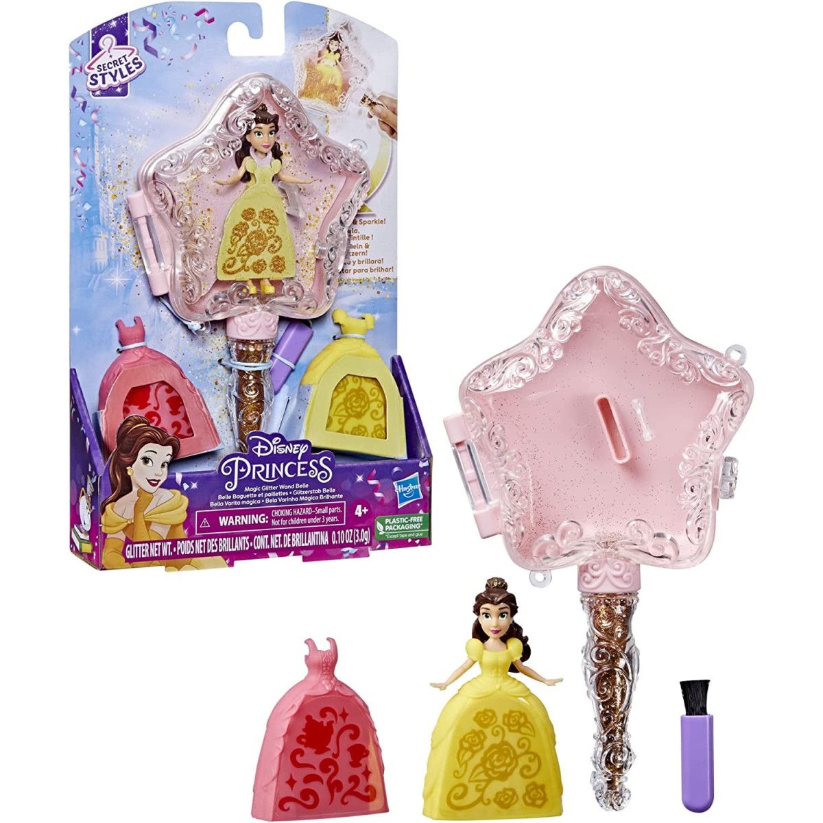 Disney Princess SD MAGIC GLITTER WAND Belle - HASBRO - CHILD - td-toys.it