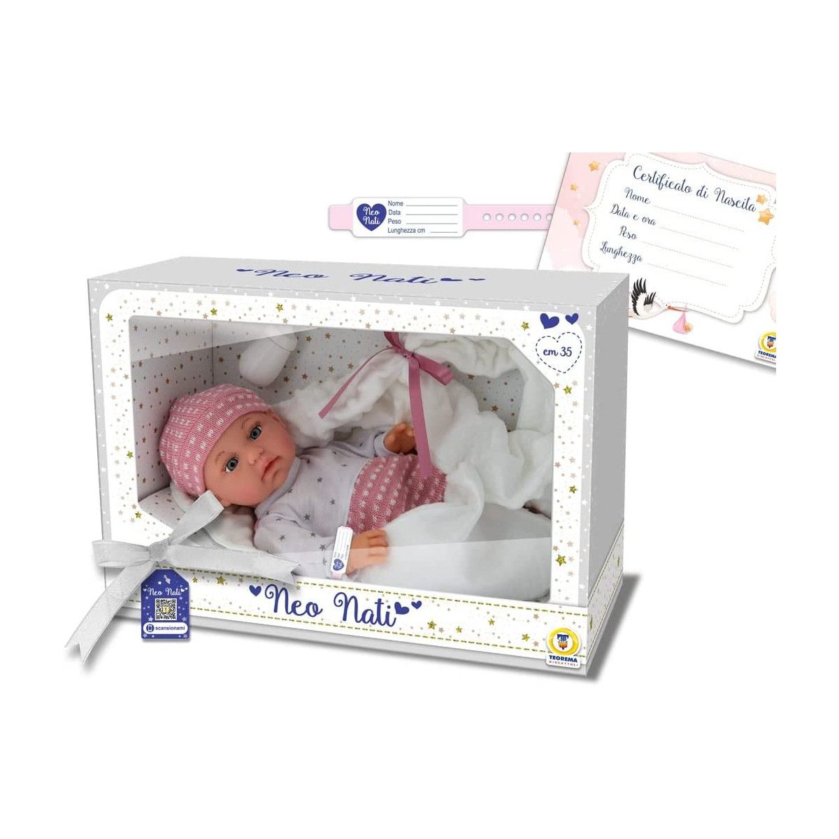 BABY TEO BABY NEON BORN 35CM FEMALE FUNZ. - TEOREMA - EARLY CHILDHOOD - td-toys.it