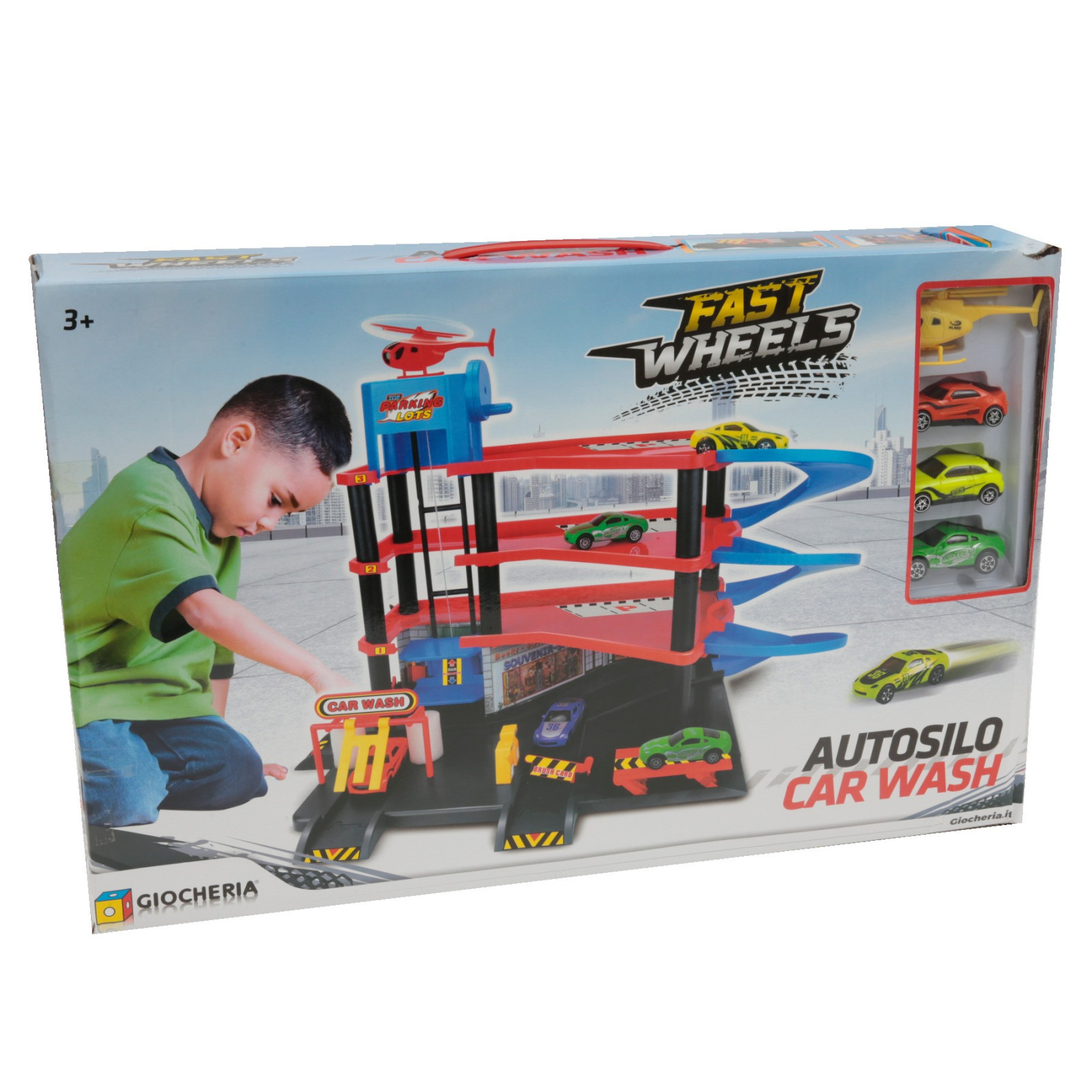 FAST WHEELS - Autosilo Car Wah Garage con 4 Veicoli Die Cast - GIOCHERIA SPA - BAMBINO - td-toys.it