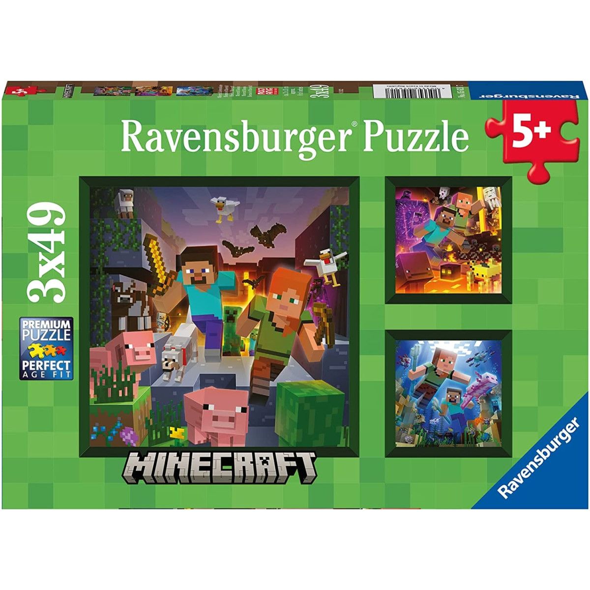 Minecraft Puzzle 3x49 pz - Ravensburger - PUZZLE - td-toys.it