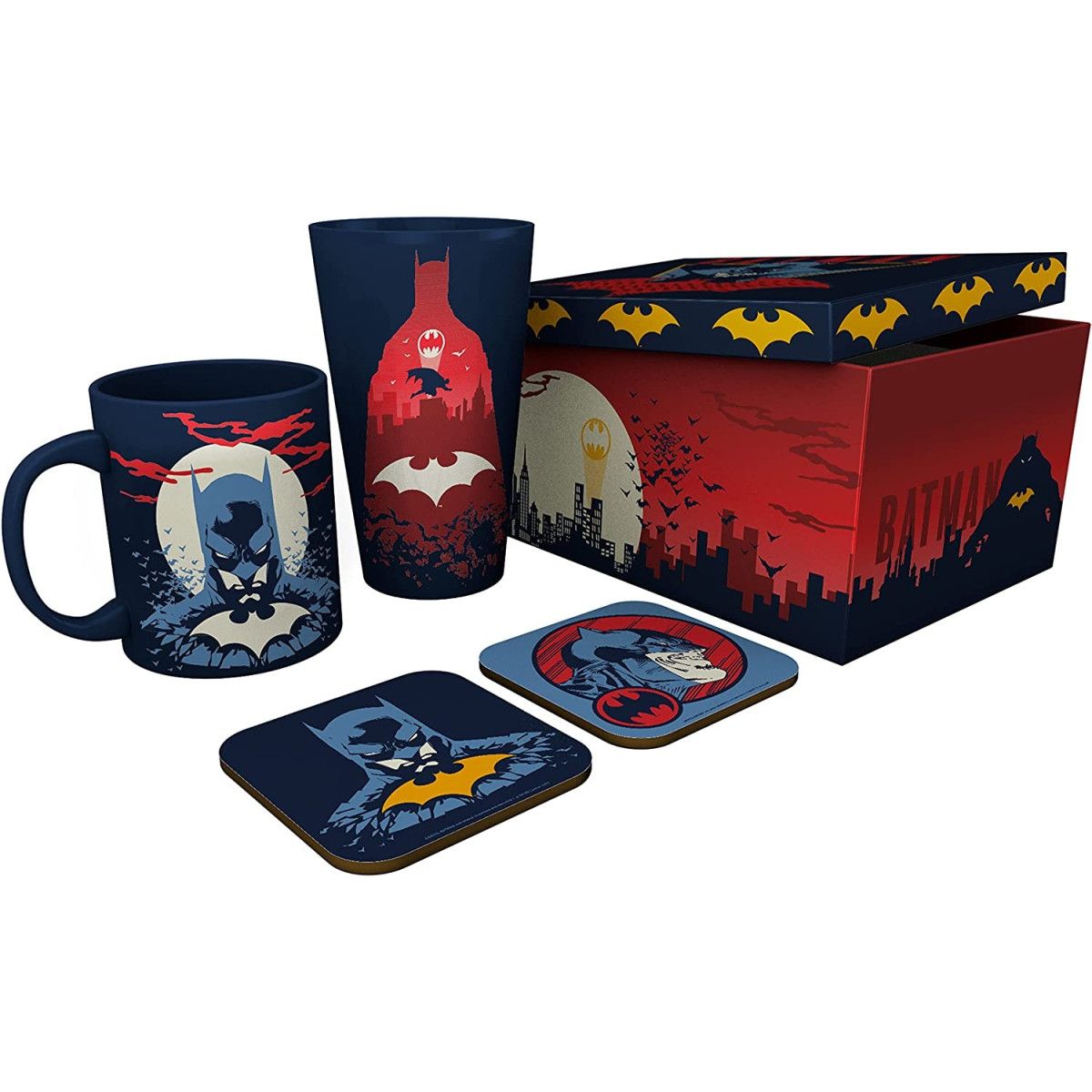 DC COMICS - Pck Glass XXL + Mug + 2 Coasters "Glow" - ABYSTYLE - TAZZE - td-toys.it