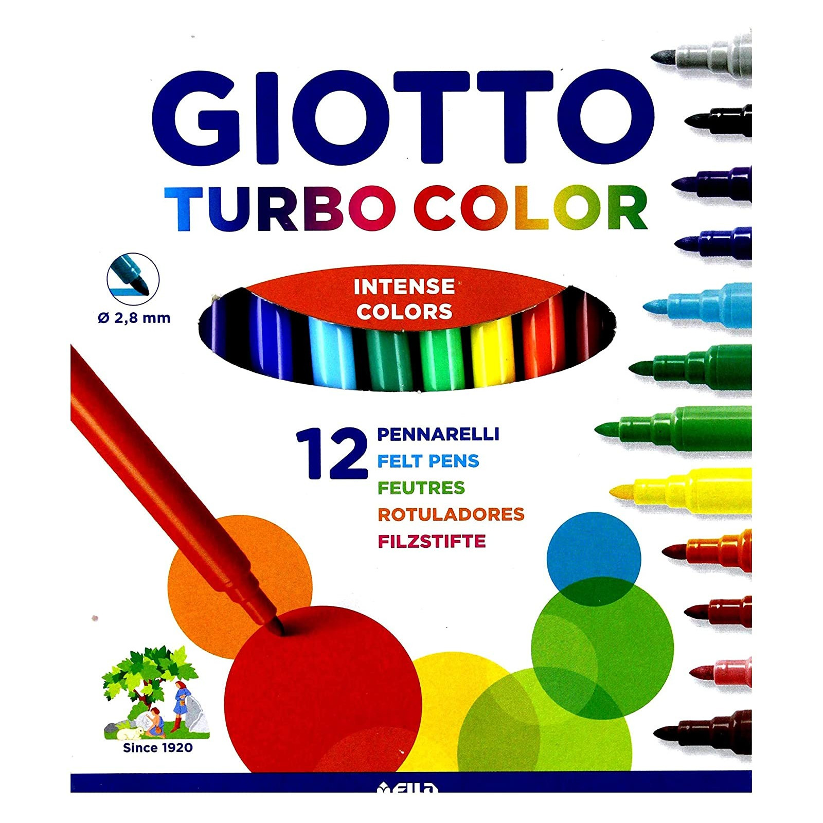 ASTUCCIO turbo color giotto 12 pennarelli-PENNE-PENNARELLI-MATITE-GOMME