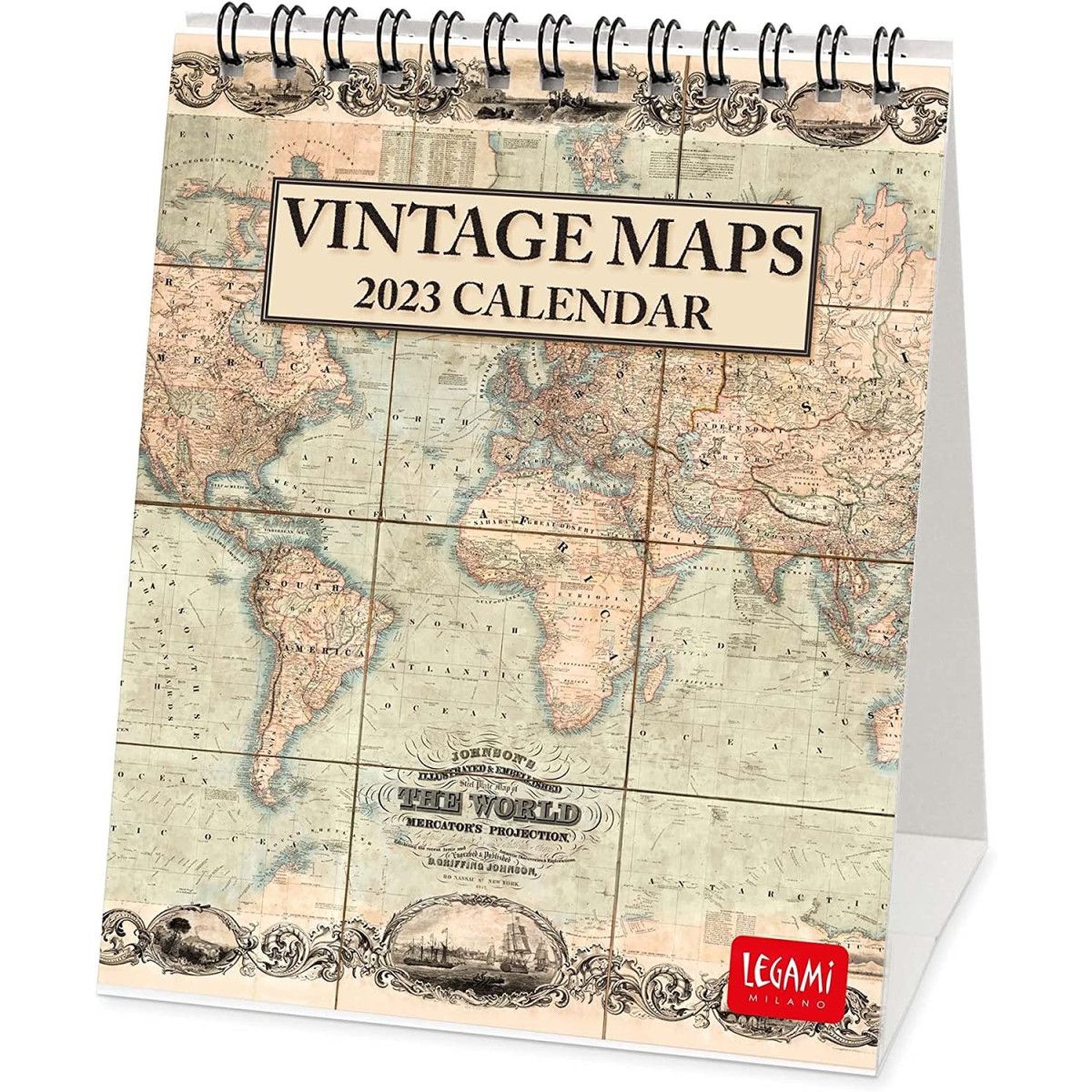 CALENDARIA DA PARETE - 2023 WALLCALENDAR - VINTAGE MAPS - 12X14,5- MAPS - LEGAMI MILANO - LEGAMI MILANO - td-toys.it