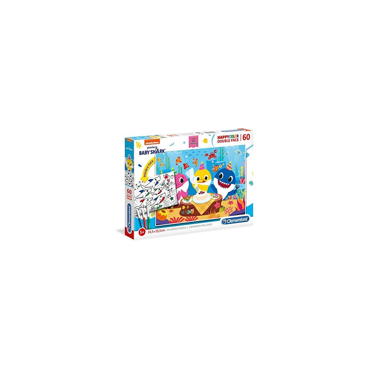 PZL 60 DOUBLE FACE B.SHARK COLORING III - Clementoni - PUZZLE - td-toys.it