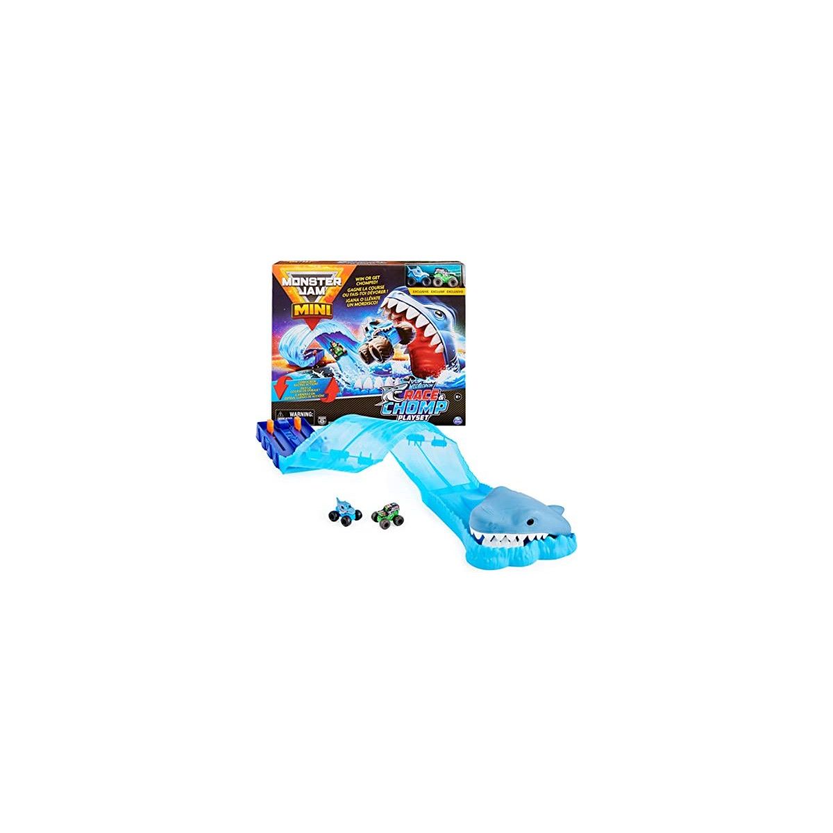 MONSTER JAM PISTA SQUALO MEGALODON RACE & CHOMP PLAYSET - SPINMASTER - BAMBINO - td-toys.it