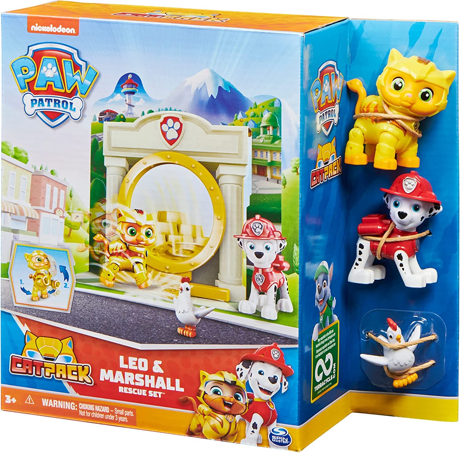 Paw patrol mini playset di salvataggio cat pack con 3 personaggi assortiti